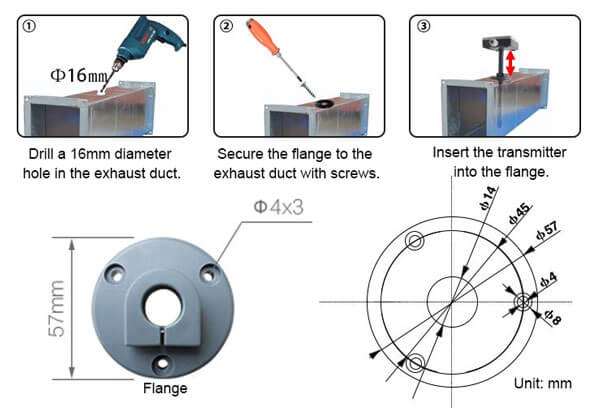 Duct temperature and humidity sensor installation