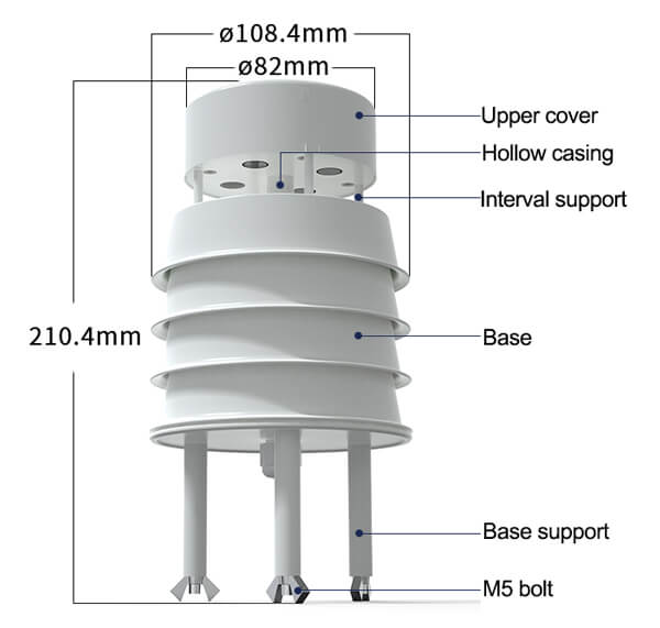 Ultrasonic anemometer size