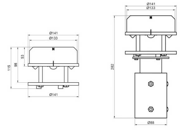 Ultrasonic wind sensor size drawing