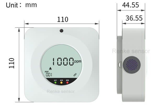 single gas detector size