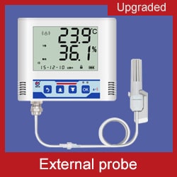 External probe temperature data logger with relay output