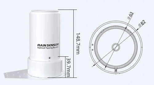 Optical Tipping Bucket Rainfall Sensor size