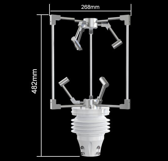 3D ultrasonic anemometer size
