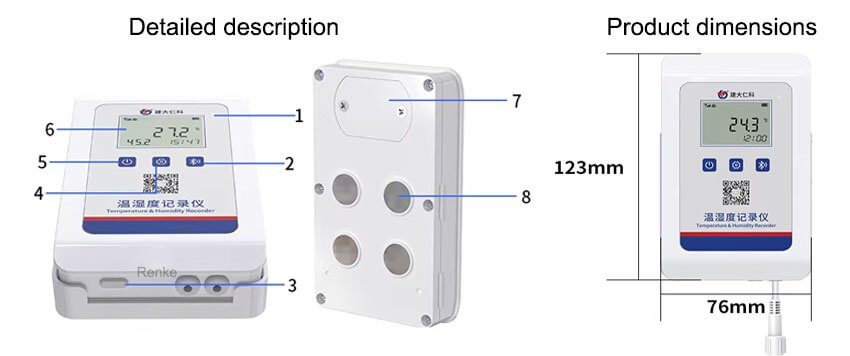temperature and humidity data logger size